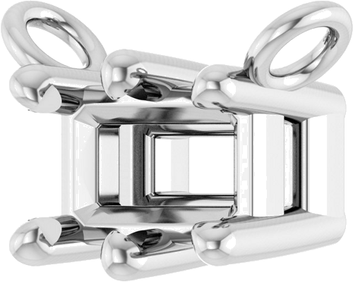 14K White 5x3 mm Emerald 6-Prong Necklace Center (2)