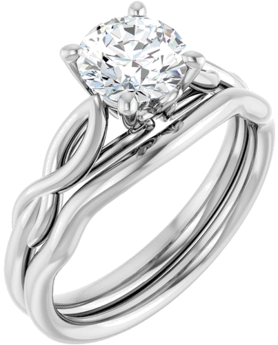 Sužadėtuvių Žiedas „Solitaire Sculptural“ 10k white gold Round 6.5mm (6)