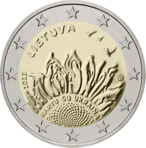 2023 Литва Вместе с Украиной монета 2 евро BU в карточке (5)