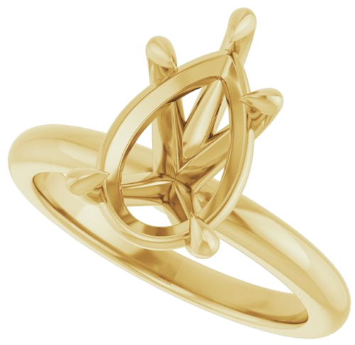 14K Yellow 12x8 mm Pear Solitaire Engagement Ring Mounting (5)
