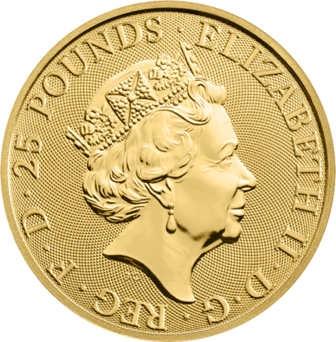 1 oz Tiudorų (Tudor) Beauforto Ožys 2023 Didžioji Britanija auksinė moneta (2)