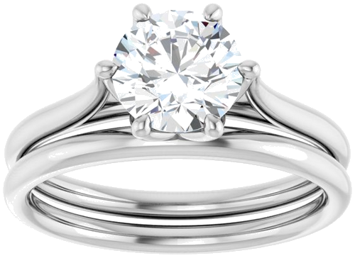 14K White 7 mm Round Engagement Ring Mounting (8)