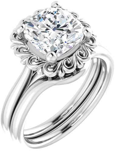 Sužadėtuvių Žiedas „Solitaire“ 14k white gold Cushion 8mm (6)