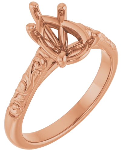 14K Rose 10x7 mm Pear Solitaire Engagement Ring Mounting (1)