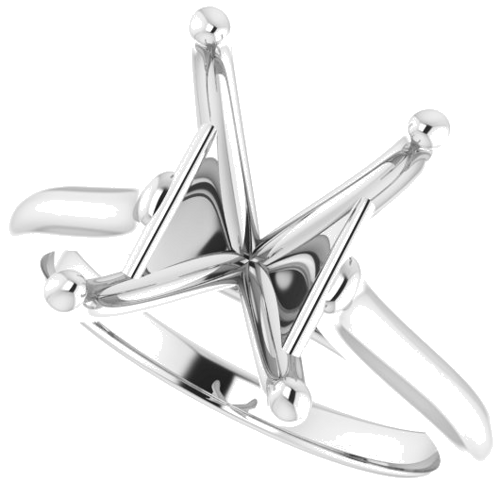 14K White 11x9 mm Emerald Solitaire Engagement Ring Mounting (5)