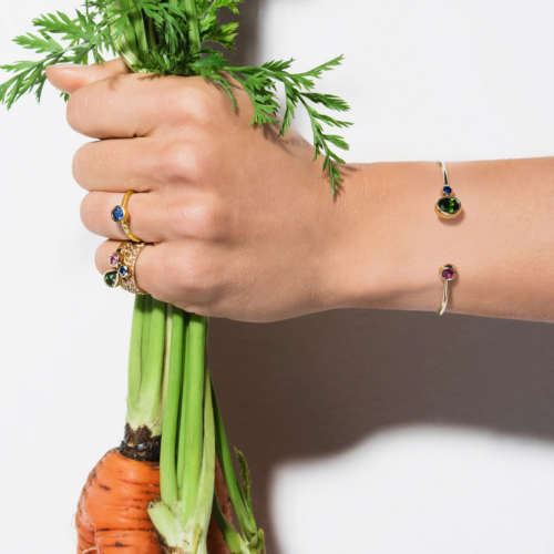 Zelta aproce ar rubīnu, safīru un hromdiopsīdu CANDIES (2)