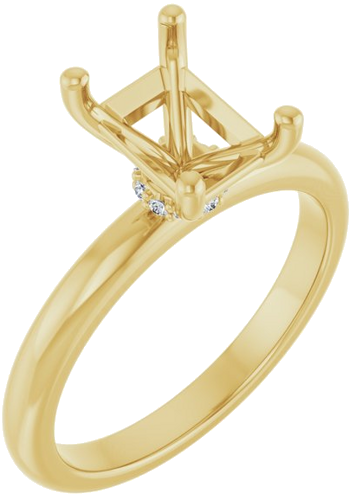 14K Yellow 8 x 6 mm Emerald .05 CTW Lab-Grown Diamond Semi-Set Hidden Halo Engagement Ring (1)