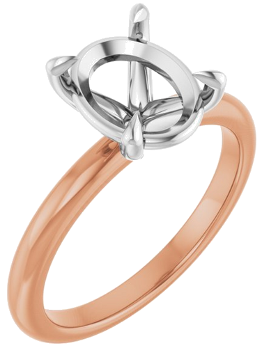 14K Rose White 10x8 mm Oval Solitaire Engagement Ring Mounting (1)