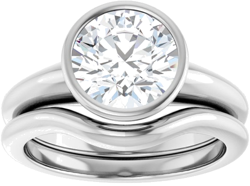 Sužadėtuvių Žiedas „Bezel-Set Solitaire“ 14k white gold Round 8.2mm (8)