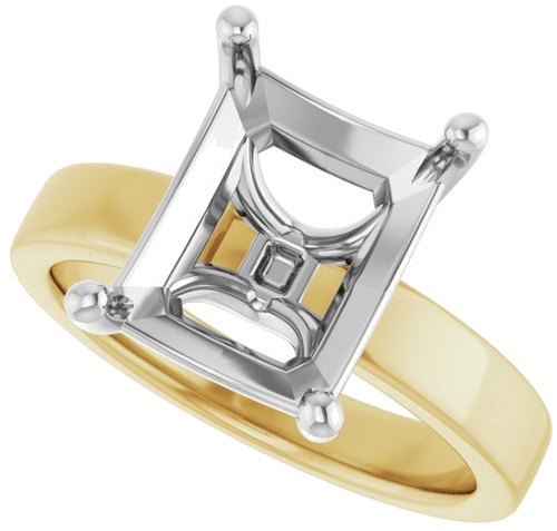 Sužadėtuvių Žiedas „Solitaire“ 14k yellow/white gold Emerald 11mm x 9mm (5)