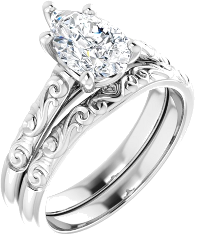 Sužadėtuvių Žiedas „Solitaire“ 14k white gold Pear 9mm x 6mm (6)