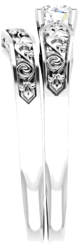 14K White 4.1 mm Round Floral Solitaire Engagement Ring Mounting (9)