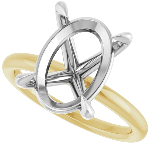 Sužadėtuvių Žiedas „Claw-Prong Solitaire“ 14k yellow/white gold Oval 14mm x 10mm (5)