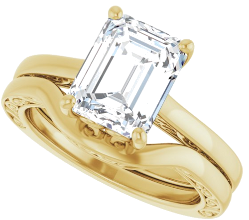 14K Yellow  9x7 mm Emerald Solitaire Engagement Ring Mounting (10)