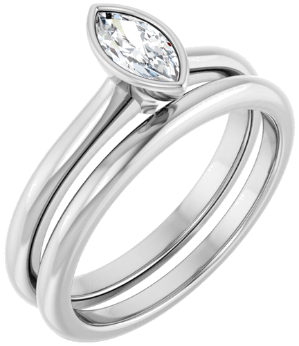 Sužadėtuvių Žiedas „Bezel-Set Solitaire“ 14k white gold Marquise 7mm x 3.5mm (6)
