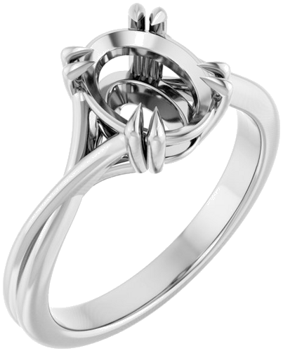 Sužadėtuvių Žiedas „Solitaire“ 585 Baltojo Aukso Oval 9mm x 7mm (1)