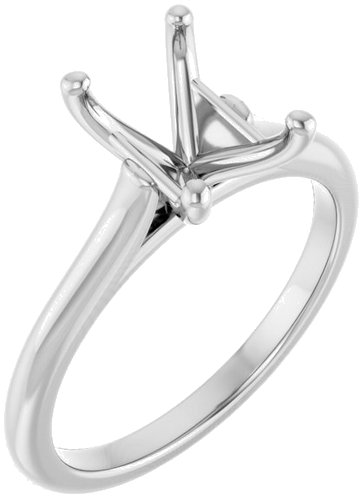 14K White 8x6 mm Emerald Solitaire Engagement Ring Mounting (1)