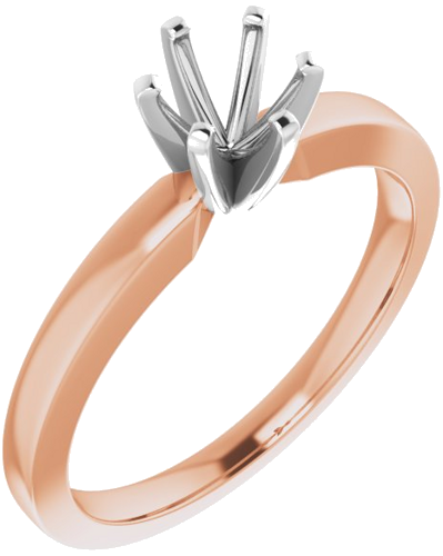 Sužadėtuvių Žiedas „Solitaire“ 585 Baltojo Ir Rožinis Aukso Round 5.2mm (1)