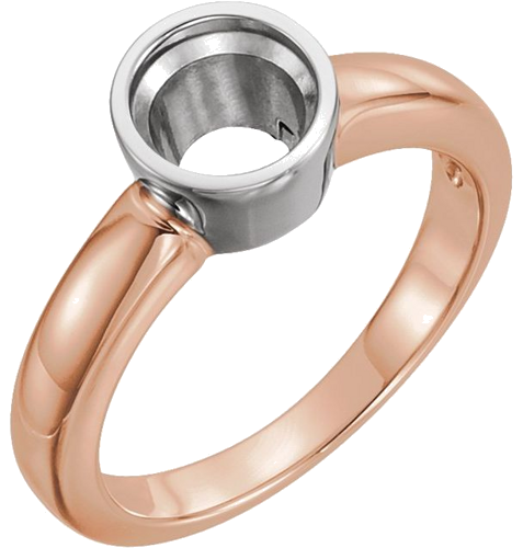 Sužadėtuvių Žiedas „Solitaire“ 585 Baltojo Ir Rožinis Aukso Round 5.2mm (1)