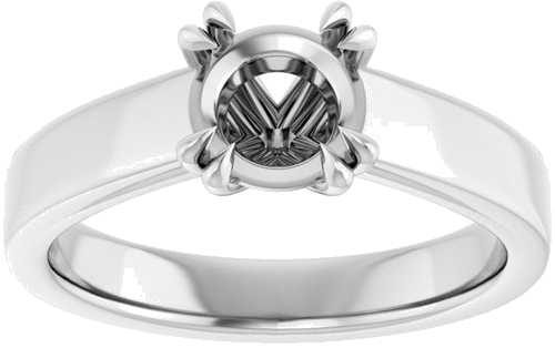 10K White 6.5 mm Round Engagement Ring Mounting (3)