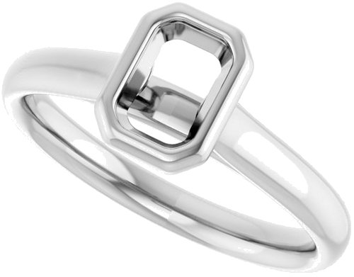 14K White  6x4 mm Emerald Solitaire Engagement Ring Mounting (5)