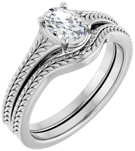 Sužadėtuvių Žiedas „Solitaire“ 10k white gold Oval 6mm x 4mm (6)