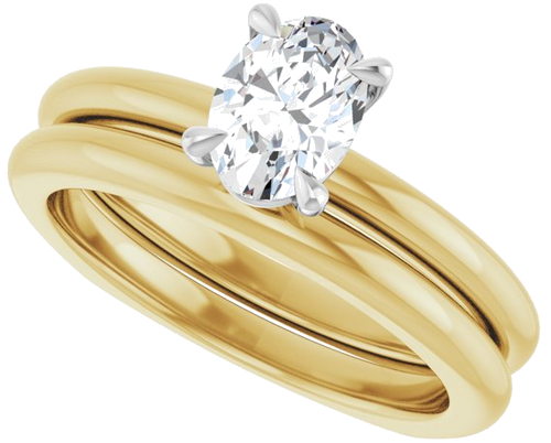 Sužadėtuvių Žiedas „Claw-Prong Euro Shank“ 14k yellow/white gold Oval 7mm x 5mm (10)