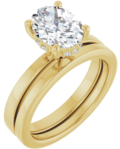 Sužadėtuvių Žiedas „Hidden Halo-Style“ 14k yellow gold Oval 9mm x 7mm (6)
