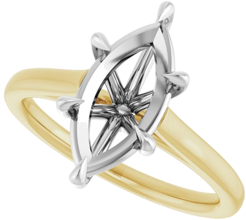 Sužadėtuvių Žiedas „Claw-Pong“ 14k yellow/white gold Marquise 13mm x 6.5mm (5)