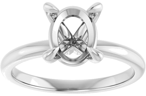 14K White  9x7 mm Oval Solitaire Engagement Ring Mounting (3)