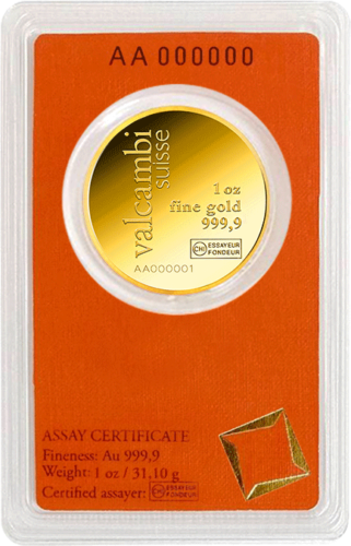 1 oz Investicinio aukso „Round Bar“ luitas Valcambi (3)