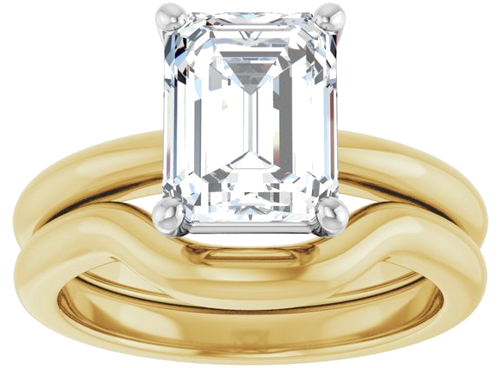 Sužadėtuvių Žiedas 14k yellow/white gold Emerald 9mm x 7mm (8)