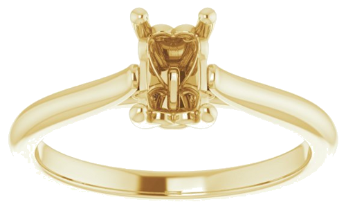 14K Yellow 6x4 mm Emerald Solitaire Engagement Ring Mounting (3)
