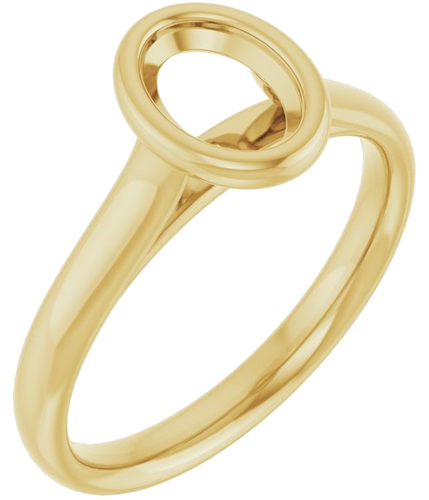 Sužadėtuvių Žiedas „Bezel-Set Solitaire“ 585 Geltonojo Aukso Oval 7mm x 5mm (1)