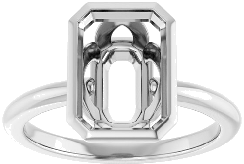 Sužadėtuvių Žiedas „Bezel-Set“ 14k white gold Emerald 10mm x 7mm (3)