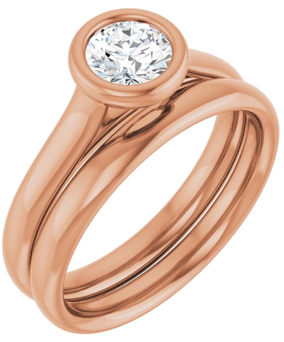Sužadėtuvių Žiedas „Bezel-Set Solitaire“ 14k rose gold Round 5.2mm (6)