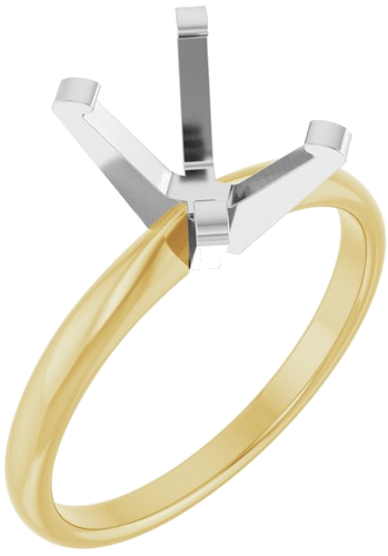 14K Yellow White 8.5x6.5 mm Emerald Solitaire Engagement Ring Mounting (1)