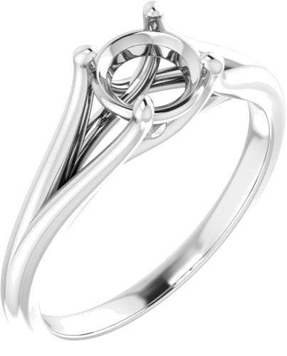 14K White 6 mm Round Solitaire Engagement Ring Mounting (1)