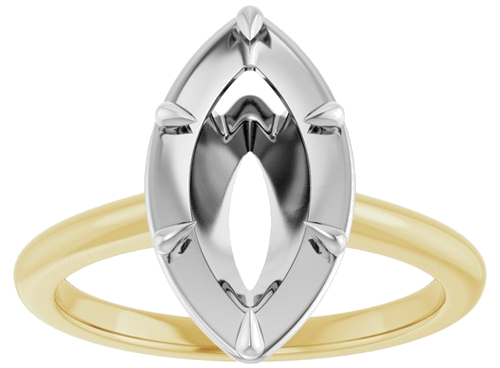 Sužadėtuvių Žiedas „Claw-Prong Solitaire Bezel-Style“ 14k yellow/white gold Marquise 13mm x 6.5mm (3)