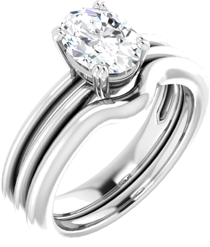 Sužadėtuvių Žiedas „Solitaire“ 14k white gold Oval 8mm x 6mm (6)