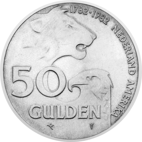 50 Guilders 1982 Dutch-American Friendship Netherlands Silver Coin (1)