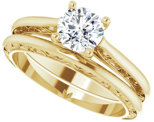 Sužadėtuvių Žiedas „Solitaire Sculptural“ 14k yellow gold Round 5.8mm (10)