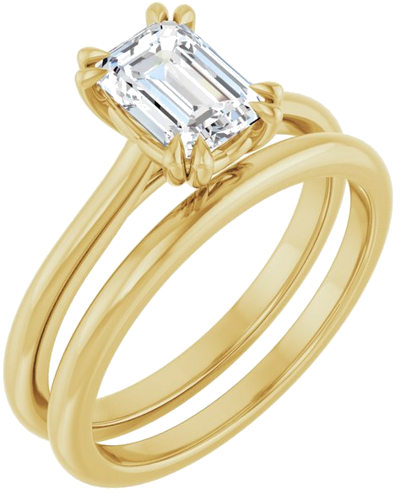 Sužadėtuvių Žiedas „Solitaire“ 585 Geltonojo Aukso Emerald 7mm x 5mm (6)