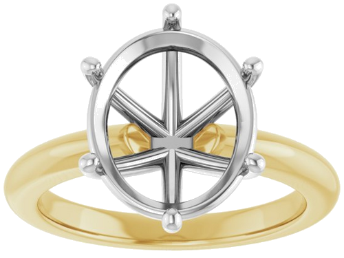 Sužadėtuvių Žiedas 14k yellow/white gold Oval 12mm x 10mm (3)