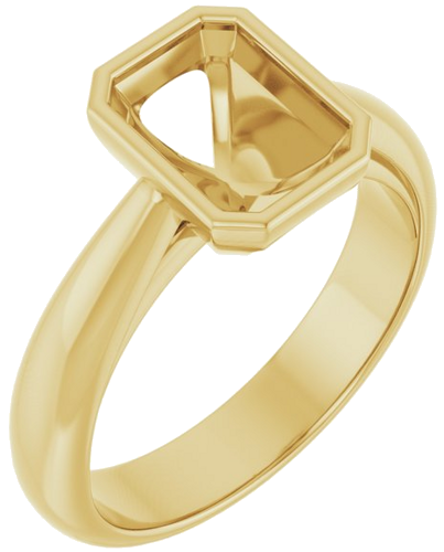 Sužadėtuvių Žiedas „Bezel-Set Solitaire“ 14k yellow gold Emerald 8mm x 6mm (1)