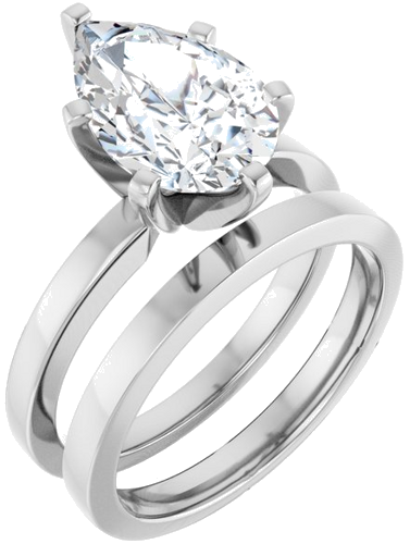Sužadėtuvių Žiedas „Solitaire“ 14k white gold Pear 12mm x 8mm (6)