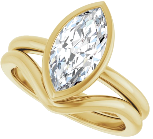 Sužadėtuvių Žiedas „Bezel-Set“ 14k yellow gold Marquise 12mm x 6mm (10)