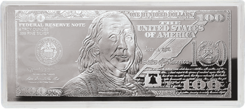 4 oz Benjamin Franklin 2014 US $100 silver banknote (1)