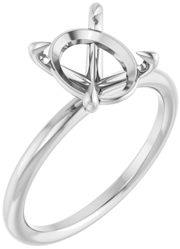 Sužadėtuvių Žiedas „Claw-Prong Solitaire“ 14k white gold Oval 10mm x 8mm (1)