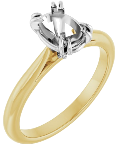 Sužadėtuvių Žiedas „Solitaire“ 585 Baltojo Ir Geltonojo Aukso Oval 8mm x 6mm (1)